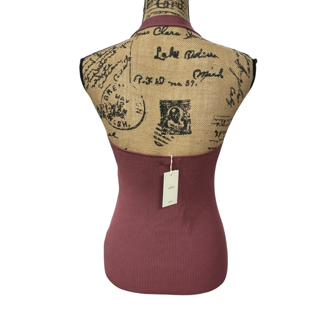 Aritzia Wilfred Eleanor Sweater Vest Halter Top Button Front English Rose Size M - Picture 4 of 8